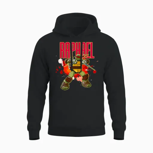 Raphael - Red Splatter Paint Unisex Hoodie in Black