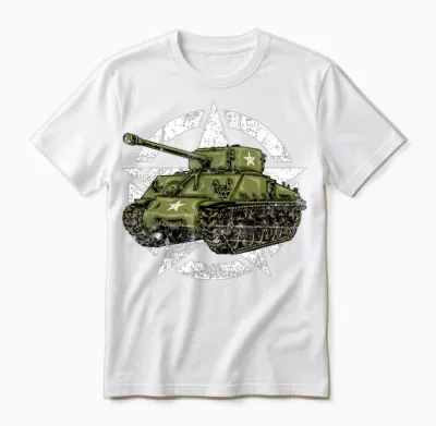 Sherman M4 World War 2 Army Tank Vintage Tank a Military Boy Unisex T-Shirt - White