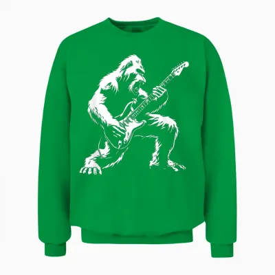 Bigfoot Playing Guitar Rock Music Band Sasquatch Unisex Sweatshirt - Irish Green