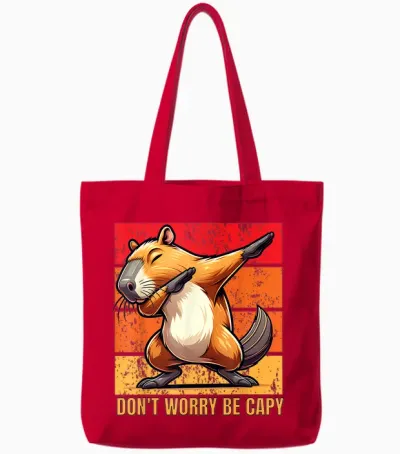 Don't Worry Be Capy Dabbing Capybara Lover Men Boys Kids Woman Tote Bags - Red