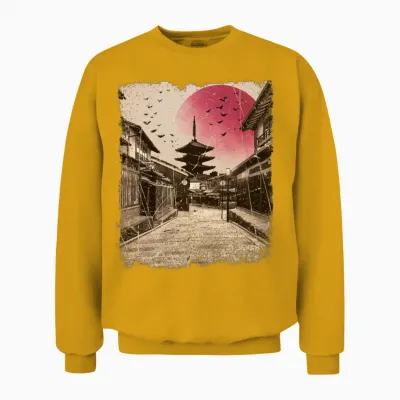 Japan Vintage Kyoto Japanese Art Unisex Sweatshirt - Gold