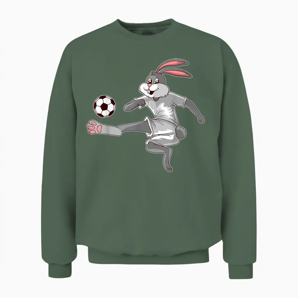 Osterhase Fußball Kaninchen Hase Ostern Unisex Sweatshirt in Military Green
