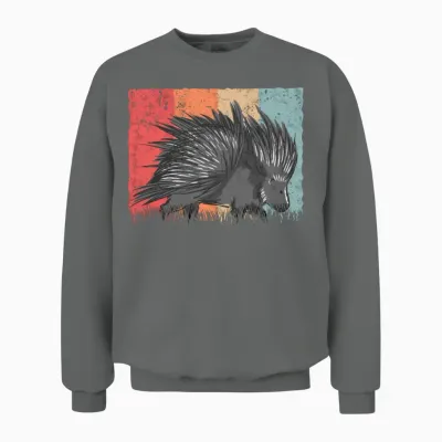 Porcupine Vintage Retro Unisex Sweatshirt - Graphite Heather