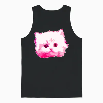 Cat Pink Unisex Tank Top - Black