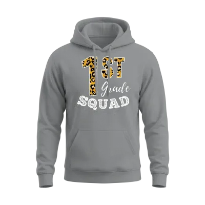 1st Grade Squad Leopard 1st Grade Teacher Unisex Hoodie - Sport Grey