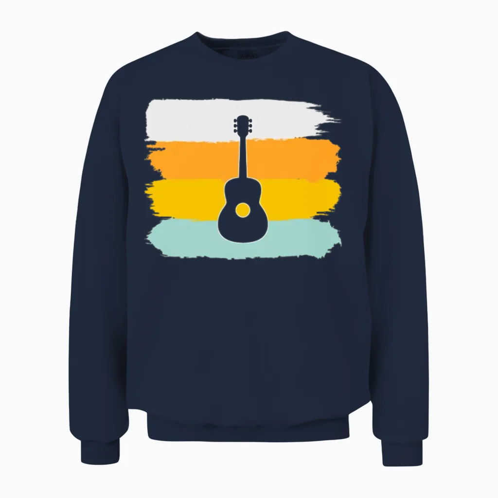 Guitar Retro Unisex Sweatshirt in Navy