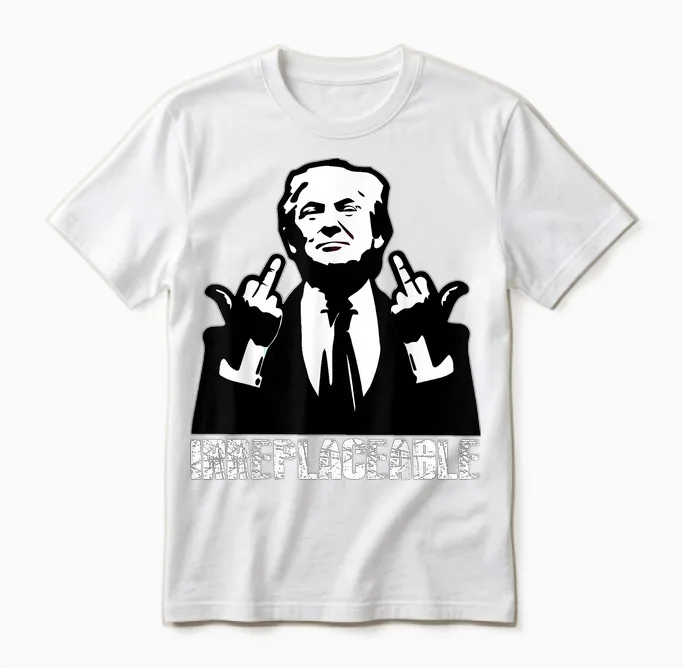 Trump, the President's Irreplaceable Middle Finger T-Shirt, Black, S Unisex T-Shirt in White