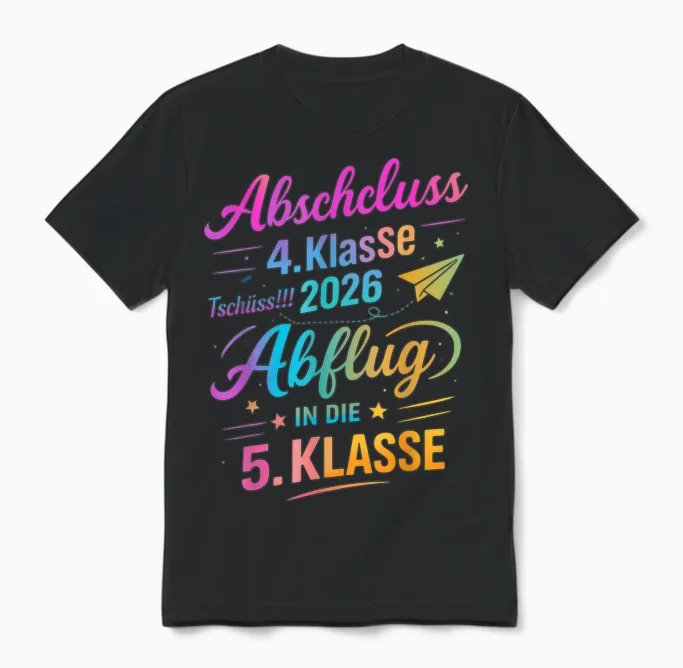 Grundschule Abschluss 2026 Tschüss! Abflug in Die 5. Klasse Unisex T-Shirt in Black