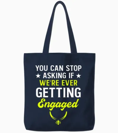 Funny Engagement Design Save the Date 0 Tote Bags - Navy