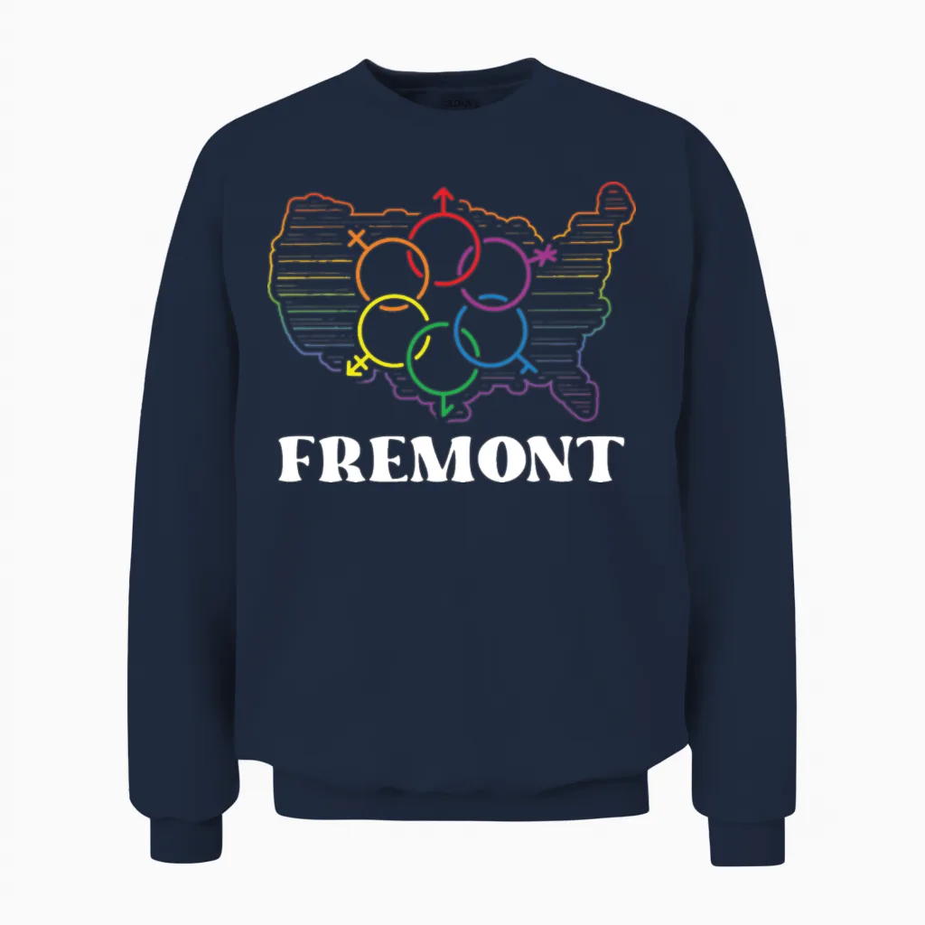 Fremont Pride Flag Pride Month Lgbtq Flag Lgbt Com Unisex Sweatshirt in Navy
