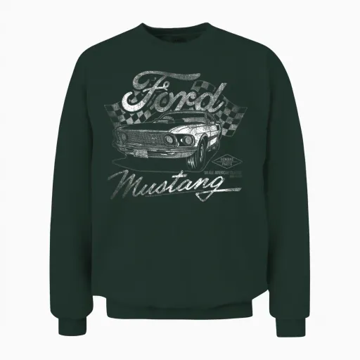 Ford Mustang Flags Unisex Sweatshirt in Forest