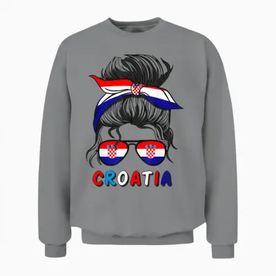 Hrvatska Kroatien Flagge Mädchen Kroatische Mädchen Kinder Unisex Sweatshirt - Sport Grey