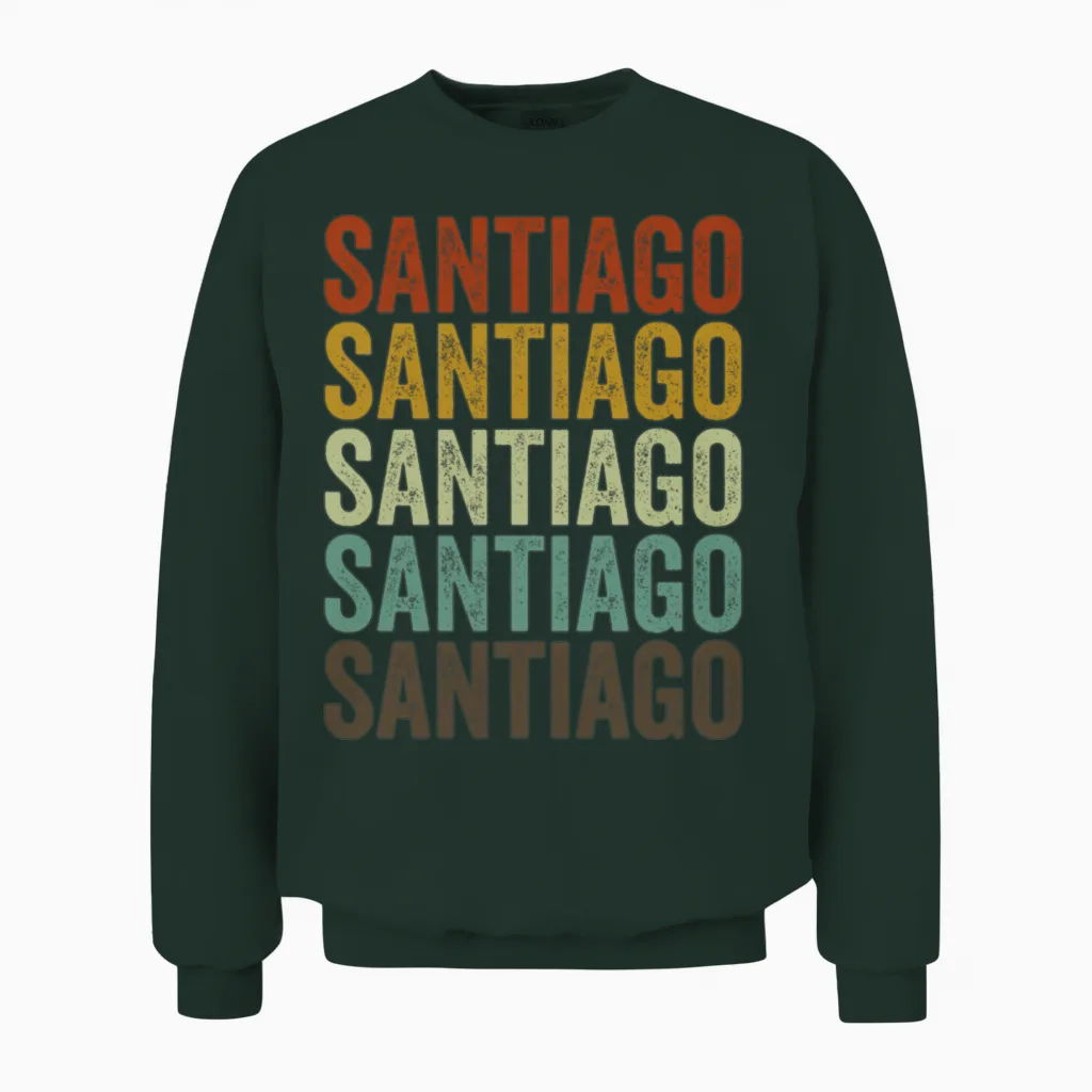 Santiago Chile Retro Vintage Unisex Sweatshirt in Forest