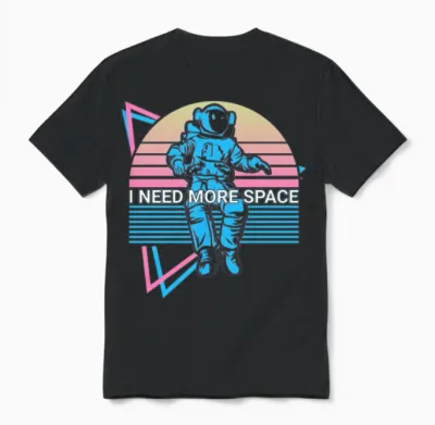 Funny Astronaut Retro Unisex T-Shirt - Black