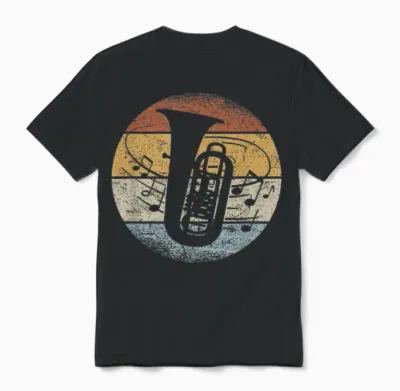 Tubist Orchester Musiker Noten Retro Tuba Unisex T-Shirt - Black