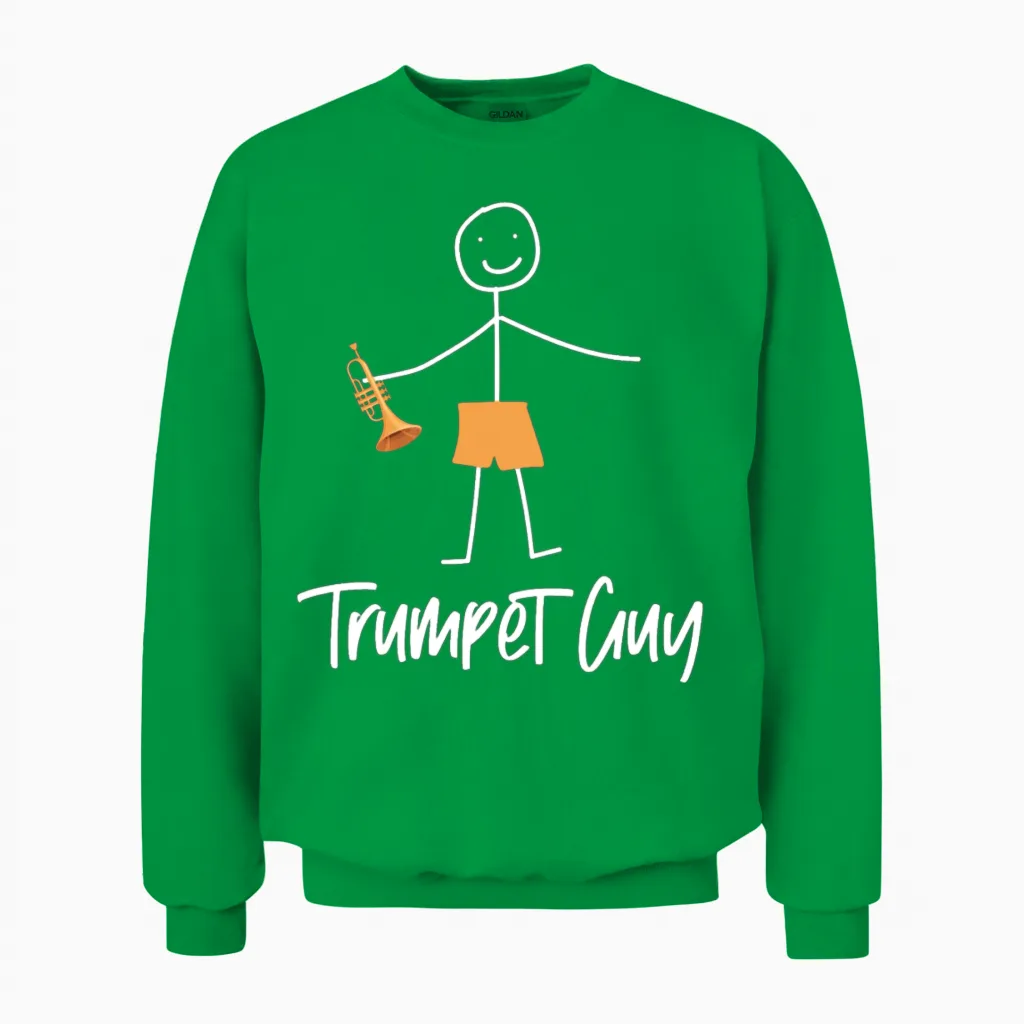 Trumpet Player Minimalistic Unisex Sweatshirt in Irish Green