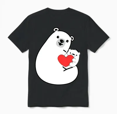 Cute Polar Bears Unisex T-Shirt - Black