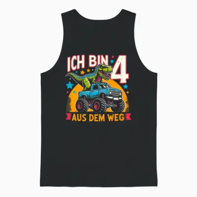 T-Shirt with German Text "ich Bin 4" [german Language], Black Unisex Tank Top - Black