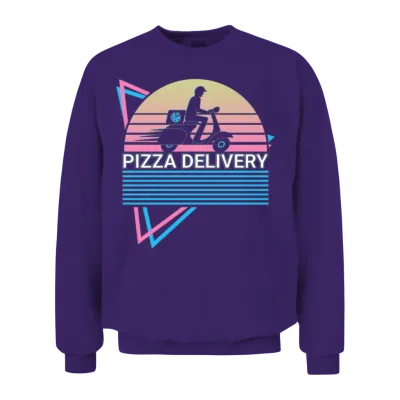 Pizza Delivery Retro Unisex Sweatshirt - Purple