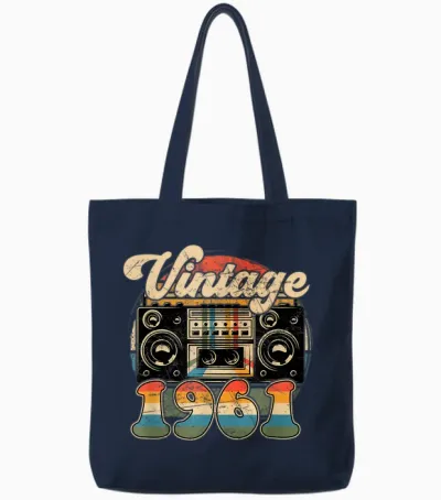 Original 1961 Vintage Anniversaire 65 Ans Pour Hommes Femmes Tote Bags - Navy