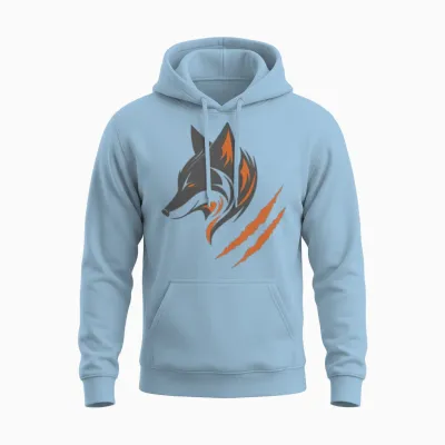 Grey Fox | Orange Fox Unisex Hoodie - Light Blue