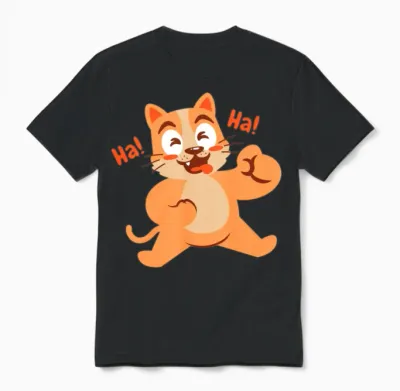 Funny Cat Laugh Unisex T-Shirt - Black