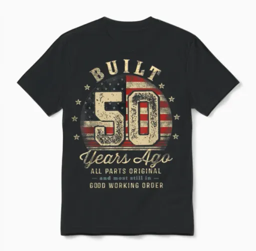 Built 50 Years Ago Funny 50th Birthday Usa Unisex T-Shirt in Black