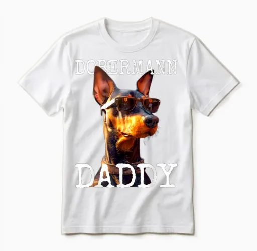Dobermann Daddy Dogs Daddy Father's Day Dad Dobermans Unisex T-Shirt - White