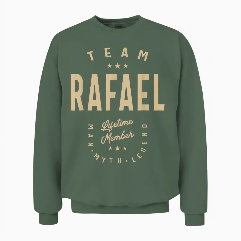 Rafael Funny Team Name Rafael T-Shirt, Black, S Unisex Sweatshirt in Military Green