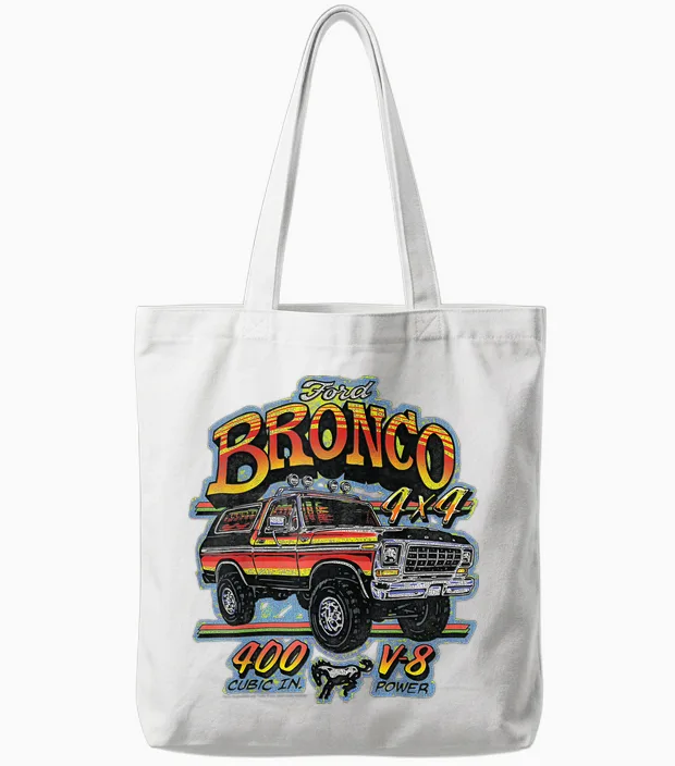 Ford Bronco 4x4 V-8 Power 400 Kubikzoll Mit Pony-Logo Tote Bags in White