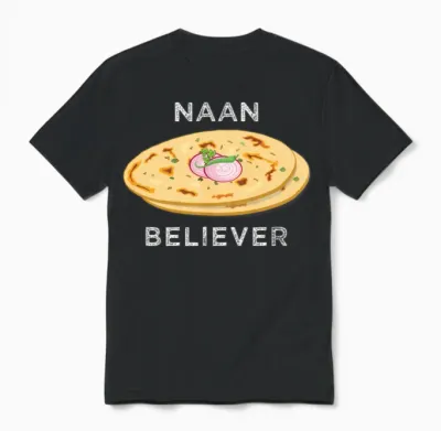 Naan Believer Funny India Pakistan Food Lover Unisex T-Shirt - Black