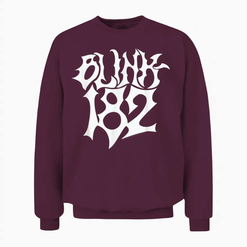 Blink 182 Gothic Logo Rock Music by Rock Off Unisex Sweatshirt in Maroon