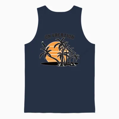 On Vacation Tshirt Design Summer Unisex Tank Top - Navy