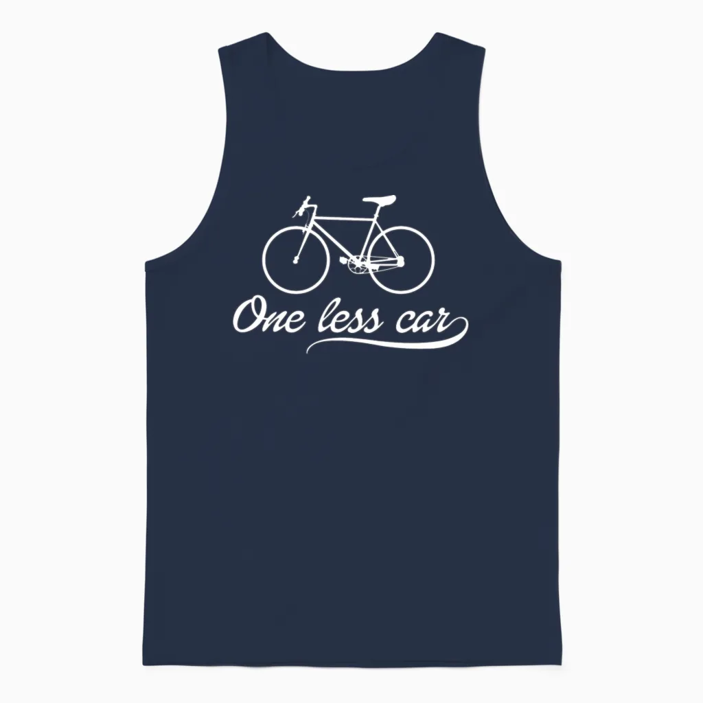 Bicycle - One Less Cars - & Muscle Unisex Tank Top in Navy
