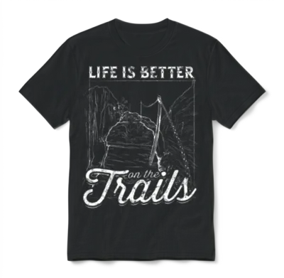 Life Is Better on the Trails - Hiking Unisex T-Shirt - Black