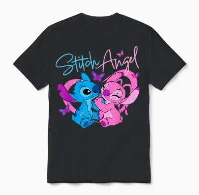 Disney Lilo & Stitch: the Series Angel with Butterflies Unisex T-Shirt - Black