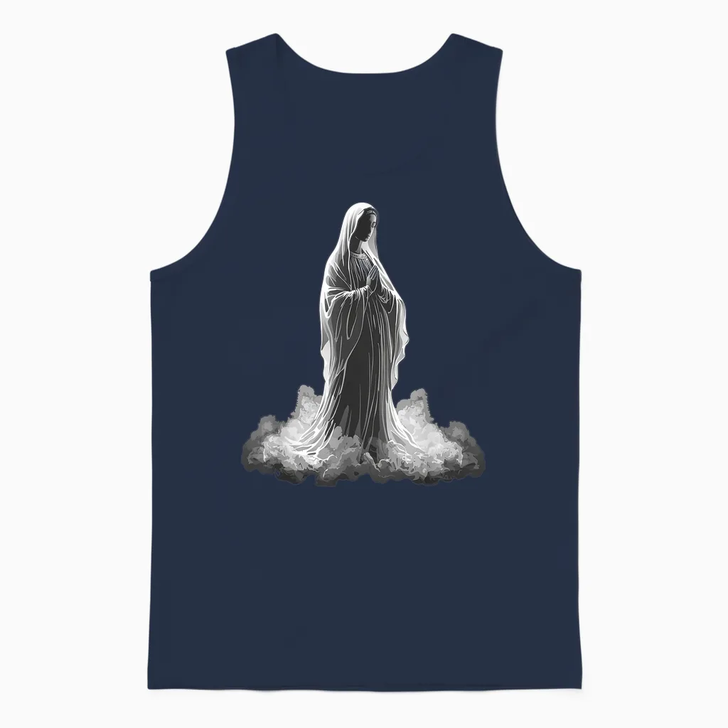 The Blessed Virgin Mary Christian & Faith Unisex Tank Top in Navy