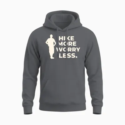 Hike More Worry Less Hiking Unisex Hoodie - Charcoal