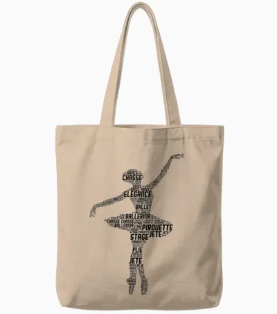 Ballerina Ballet Girls' Women's T-Shirt, White Tote Bags - Natural