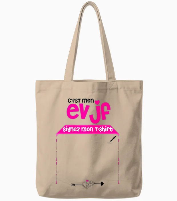 C'est Mon Evjf Sign My Funny Bride Future T-Shirt, Black, S Tote Bags in Natural
