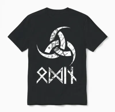 Odin God Symbol Horns Nordic Mythology Unisex T-Shirt - Black