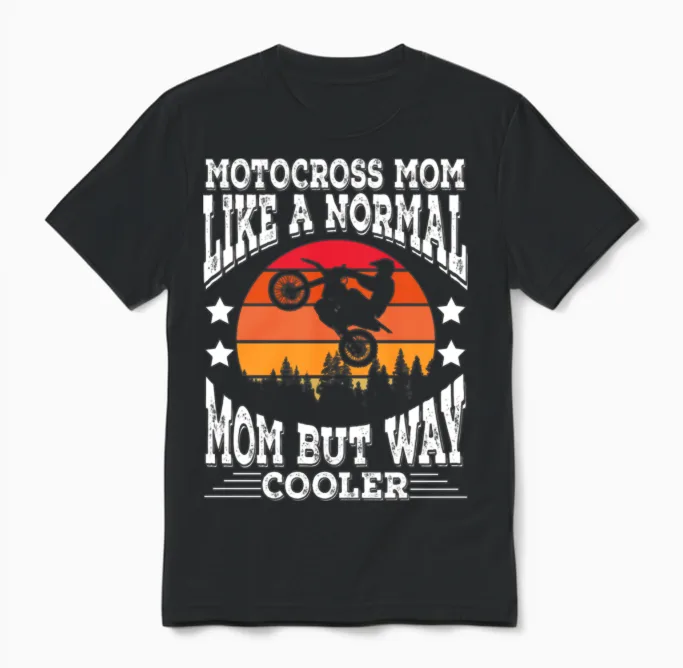 Cool Motocross Mom Retro Unisex T-Shirt - Black