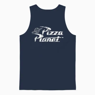Disney Pixar Toy Story Pizza Planet Left Chest Logo Unisex Tank Top - Navy