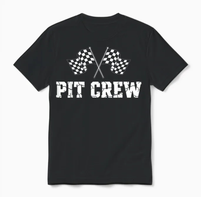 Pit Crew Race Car Birthday Party Family Matching Car Racing Unisex T-Shirt in Black