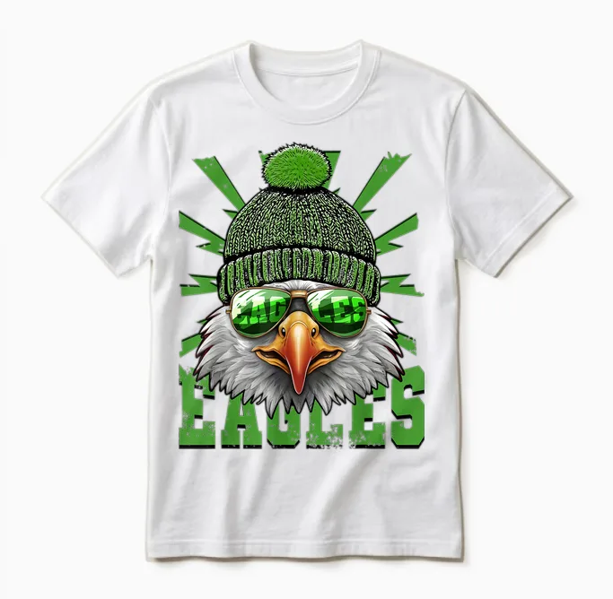 Vintage Cool Face Eagles with Sunglasses Women Men Tees Unisex T-Shirt in White