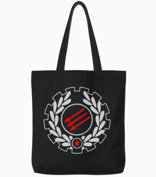 Rash Iron Front Emblem Tote Bags in Black
