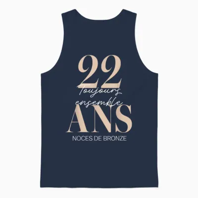 22 Years Wedding Gift Idea – Bronze Wedding Anniversary Unisex Tank Top - Navy