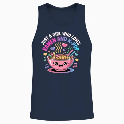 Just a Girl Who Loves Ramen and K-Pop Girl Kpop K Pop Unisex Tank Top - Navy