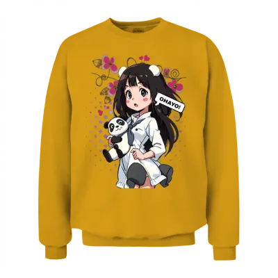 Retro-Chibi - Unisex Lightweight Terry Unisex Sweatshirt - Gold
