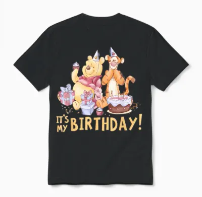 Disney Winnie the Pooh It's My Birthday Unisex T-Shirt - Black